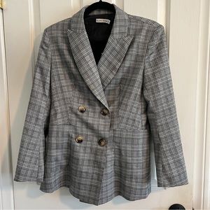 Grey Plaid double Breasted Blazer